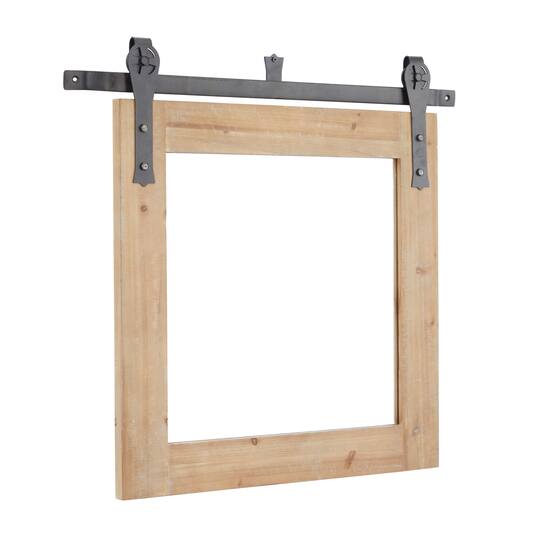 Brown Fir Farmhouse Wall Mirror, 27" x 30" x 2"